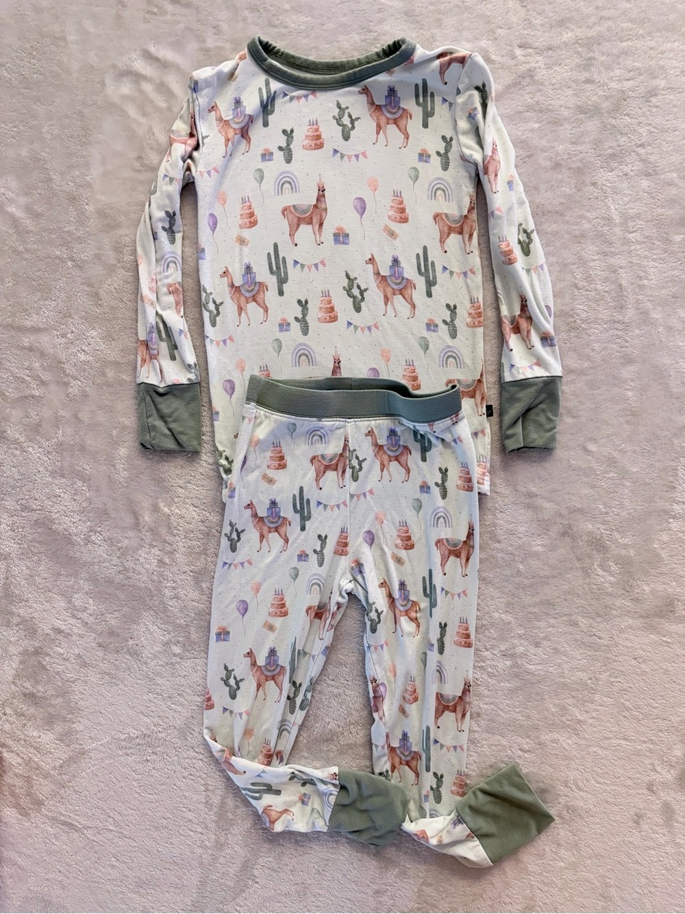 The Sleepy Sloth Bamboo Pajama Set – Llama Birthday Print, 3T Matching Set
